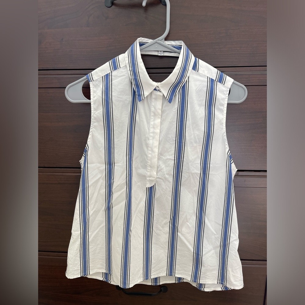 NWOT Rebecca Minkoff sleeveless, striped collared shirt
